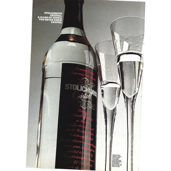Stolichnaya Cristall Vodka AD 1990s  Vintage Print Ad - Picture 1 of 2